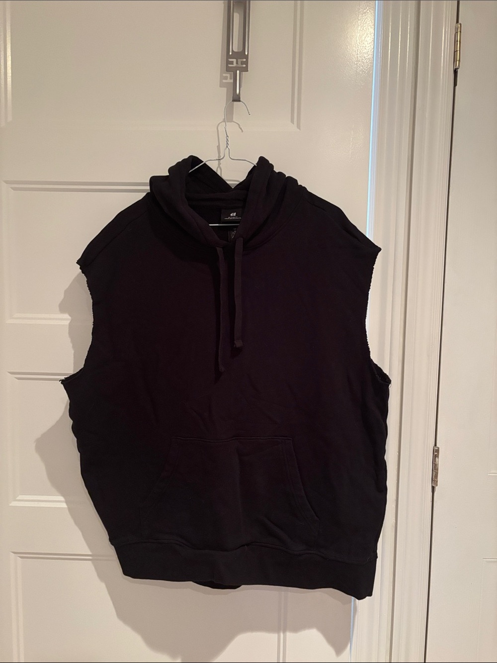 H&M Relaxed Fit Hooded Sweatshirt Vest Black Size XL